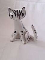 Hollóházi art deco cica / macska porcelán figura