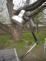 HIBÁTLAN ezüst szürke SZÍNŰ FÉM  ZSIRÁF ÍRÓASZTALI MŰHELY LÁMPA