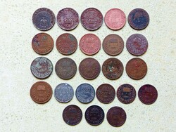 Magyarország 24 db Különböző Érme 1 2 10 Fillér 1926-1944