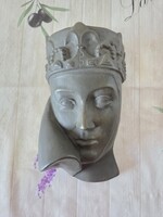 Antik Karlsruhe kerámia női fej fali dísz