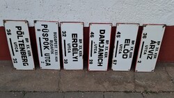 Zománcozott Régi utcatáblák , zománctábla eladó !  60 cm x 25 cm ! 6000 ft / db !