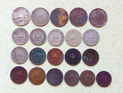 Magyarország 21 db Különböző Érme 2 10 20 Fillér 1893-1920