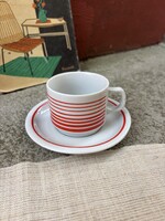 Retro mokkás csíkos bögre csészealjjal  falusi paraszti bögre ,nosztalgia