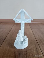 Régi Herendi imádkozó kislány a keresztnél porcelán figura