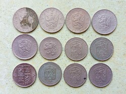 Csehszlovákia 12 db Különböző Érme 2 3 5 Korona 1965-1991