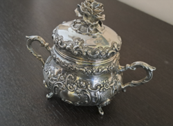 Pazar Antik Neobarokk Ezüst Cukordoboz (800-as, 328,2 g)