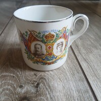 Pompás régi brit uralkodási emlékpohár/bögre (V. György, 1910-1935, silver jubilee)