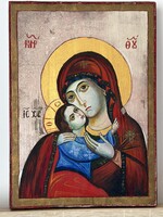 Antik nagy kézzel festett ikon szép darab.