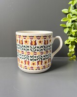 Antik sárga piros tulipános, falusi, aludttejes porcelán GRÁNIT bögre “szilke”