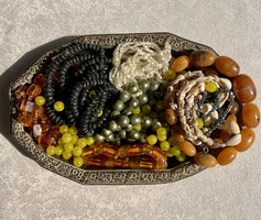 Vintage, retro klasszikus gyöngyös bizsu nyaklánc csomag / fekete,borostyán,zöld,csontszín /