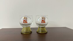 Retro zöld talpas pohár picike 2db