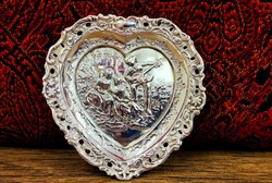 Sterling ezüst szív alakú tál az Edwardiánus korból.- Anglia 1907