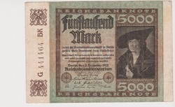 Német Birodalom 5000 márka 1922  VF