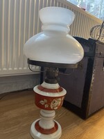 Nagy méretű Német Echt Kobalt porcelán petróleum lámpa.