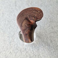 A unique design by Polish master Roman Kowalkowski (1947-), 925 Sterling Silver Natural Wood Ring