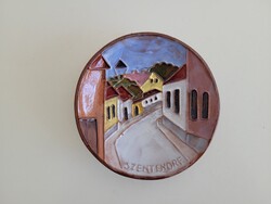 Retro artisan ceramic wall decoration Katalin Maurer Szentendre wall plate