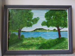 Hajdú Imre naív festő "Szent György hegy" olajfestménye