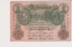 Német Birodalom 50 márka 1910 VF  ropogós szép bankjegy  ritkább