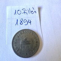 10 Fillér 1894 Ferenc József 1848-1916 magyar királyi váltópénz, régi pénz érme