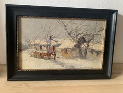 ELADÓ NÉMETH GYÖRGY (1888-1962) KEDVELT TÉLI TÉMÁJÚ KVALITÁSOS FESTMÉNYE!!!
