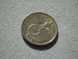 Németország, horogkeresztes birodalmi 10 Pfennig (Reichspfennig), 1938 E