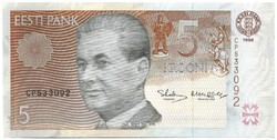 5 kroon krooni korona 1994 Észtország UNC