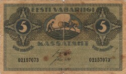 5 márka 1919 Észtország Ritka