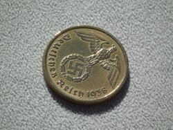 Németország, horogkeresztes birodalmi 10 Pfennig (Reichspfennig), 1938 A