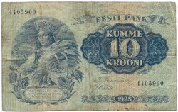 10 krooni korona 1928 Észtország Ritka