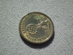 Németország, horogkeresztes birodalmi 10 Pfennig (Reichspfennig), 1939 A