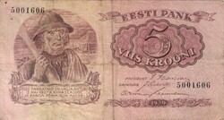 5 krooni korona 1929 Észtország Ritka 1.