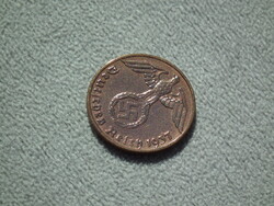 Németország, horogkeresztes birodalmi 1 Pfennig (Reichspfennig), 1937 A
