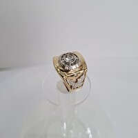 14 karátos arany, 13,91 g Koronás cirkónia köves prémium pecsétgyűrű (367.)