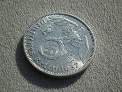 Németország, horogkeresztes ezüst birodalmi 2 Márka (Reichsmark), 1937 A