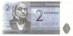 2 kroon krooni korona 1992 Észtország 2. UNC