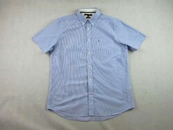 EREDETI TOMMY HILFIGER (L) ELEGÁNS RÖVID UJJÚ FÉRFI VÉKONY CSÍKOS ING