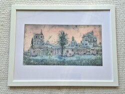 Gross Arnold's suburban dream, reproduction, print in frame