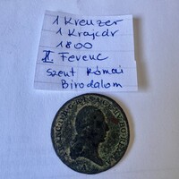 1 Krajcár 1800  Habsburg Ferenc, királyi fémpénz, régi pénz érme, Monarchia fémpénz