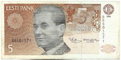 5 kroon krooni korona 1992 Észtország