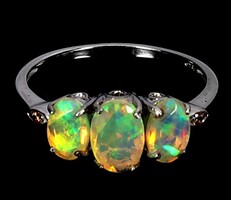 54 Genuine Fire Opal 925 Silver Ring