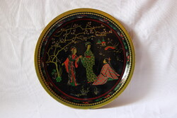 Retro keleti mintás fém tálca gésa japán stílus vintage