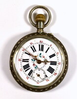 1870 körül NAGY MÉRETŰ EZÜST TOKOS ZSEBÓRA CIZELLÁLT SZERKEZETTEL ! MŰKÖDIK !