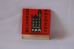 Vintage reklámos gyufafüzet – Belvárosi Kávéház, Budapest