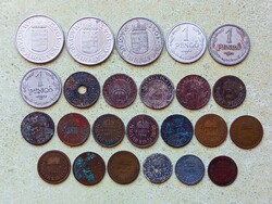 Magyarország 24 db Különböző Érme 1 2 10 20 Fillér 1 2 Pengő 1926-1944