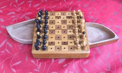 Utazó sakk-készlet, fából! 1960-as évek, ritka!