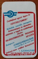 Kártyanaptár ,1984. MÁV. HAJDÚSZOBOSZLÓ ,PARÁD ,HÉVÍZ.