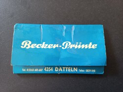 Vintage reklám gyufafüzet - Becker - Prünte