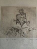 Bencsik János (1945-): Madárijesztő ( rézkarc )