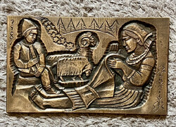 Szervátiusz Jenő (Kolozsvár, 1903 – Budapest, 1983) Bronz, Juhász jelenet 1981 30x18 cm. RITKA