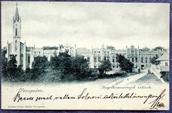 Veszprém - Angolkisasszonyok intézete - antik képeslap . eddig rendben, de a kapun egy tehén megy be